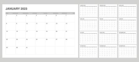 calendario de conjunto simple 2023 comienza el domingo vector