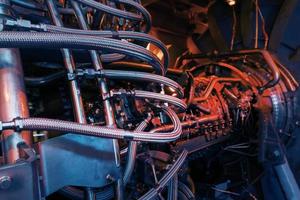 Electric generating engine of a gas pumping unit. A huge turbine in the enterprise for clean energy. photo