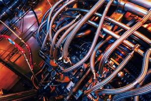 Electric generating engine of a gas pumping unit. A huge turbine in the enterprise for clean energy. photo