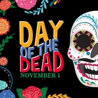 día de muertos con calavera de calaca vector