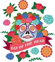 día de muertos con calavera de calaca vector