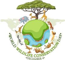 plantilla de póster del día mundial de la conservación de la vida silvestre vector