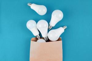 LED light bulbs in craft paper shopping bag photo