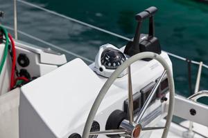 Sailing yacht control wheel and implement photo