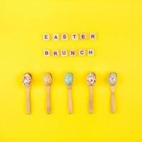 Creative Top view holiday Easter Brunch Concept photo