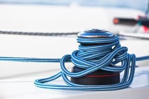 Winch and rope, yacht detail photo