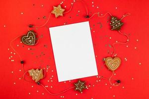Christmas greeting postcard mockup with glitter photo