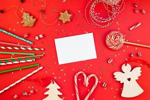 Christmas greeting postcard mockup with glitter photo