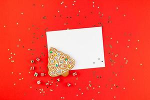 Christmas greeting postcard mockup with glitter photo