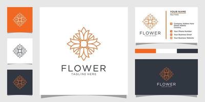 Flower logo vector design template with business card design.