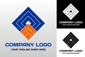 logotipo de la empresa con estilo cuadrado y de línea vector