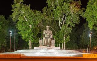 The monument to Amir Timur Tamerlane in Samarkand at night. Uzbekistan photo