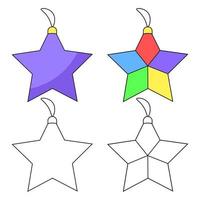 A set of  Christmas tree toys in the form of a star vector