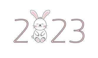 Rabbit symbol of 2023. Vector illustration.