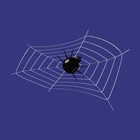 a web with a scary black spider on a dark background vector