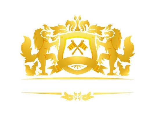Heraldic Lions with Shield and Chrest Logo luxury