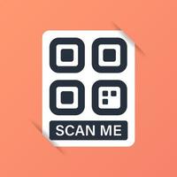 escanear el icono de código qr. código de respuesta rápida o código qr para aplicación móvil, pago y sitio web. escanéame la etiqueta de firma. vector