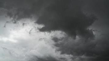 8K Dark depressing black storm clouds covering the sky video