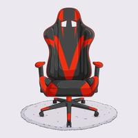 Asiento o silla para juegos de pc dibujado a mano en color negro y rojo aislado en fondo blanco vector