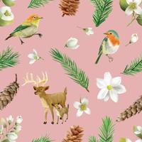 seamless pattern with illustration of animal and christmas element vector