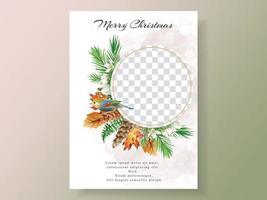 invitation and postcard with illustration of animal and christmas element vector