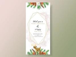 invitation and postcard with illustration of animal and christmas element vector