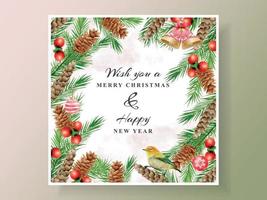 invitation and postcard with illustration of animal and christmas element vector