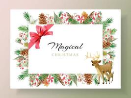 invitación y postal con ilustración de animal y elemento navideño vector