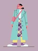 stylish girl in a raincoat vector