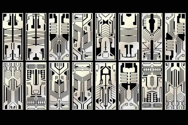 set of cyber punk vertical pattern graphic
