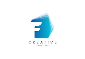 Letter F Digital Media Logo, Isolated with pile of digital software data, Vector template logo.