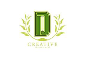 Letter D Monogram Logo with leaf decoration vector