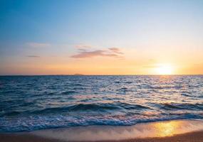 landscape viewpoint panorama  summer sea wind wave cool holiday calm coastal sunset sky light orange golden evening day look calm Nature tropical Beautiful sea water travel Bangsaen Beach thailand photo