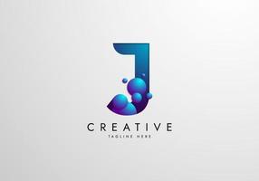 Letter J logo combined with gradient colored bubbles, logo Design Template vector