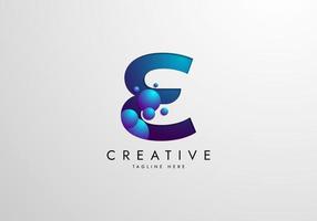 Letter E logo combined with gradient colored bubbles, logo Design Template vector