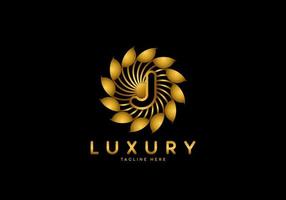 Letter J Golden Flower Luxury Logo vector