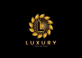 Letter L Golden Flower Luxury Logo vector