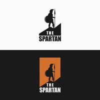 silhouette spartan logo design vector