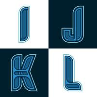 Vector set alphabet of fonts Blue