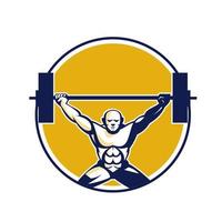 Weightlifter Lifting Weights Circle Retro vector