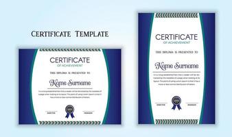 Simple ornament frame certificate template. Blue modern certificate design. vector