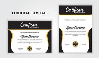 Abstract award certificate design template with golden badge. vector