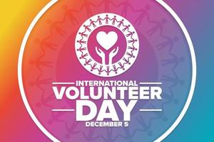 International Volunteer Day for Economic and Social Development. December 5. Holiday concept. Template for background, banner, card, poster with text inscription. Vector EPS10 illustration.