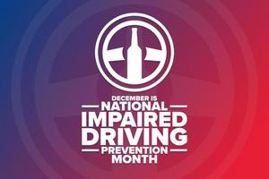 December is National Impaired Driving Prevention Month. Holiday concept. Template for background, banner, card, poster with text inscription. Vector EPS10 illustration.