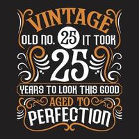 diseño de camiseta de tipografía de cumpleaños vintage vector