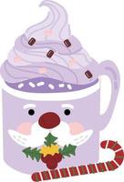 Santa Mugs. Garlands, flags, labels, bubbles, ribbons and stickers. Collection of Merry Christmas decorative icons vector