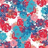 Abstract colorful fantasy messy doodle flower seamless pattern. Creative floral background. Ditsy floret texture. vector