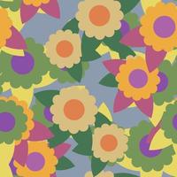 Abstract colorful fantasy messy doodle flower seamless pattern. Creative floral background. Ditsy floret texture. vector