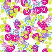 Fantasy messy freehand doodle geometric shapes seamless pattern.  Infinity ditsy scribble abstract card, layout. Creative background. Textile, fabric, wrapping paper. vector