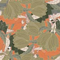 Abstract colorful fantasy messy doodle flower seamless pattern. Creative floral background. Ditsy floret texture. vector